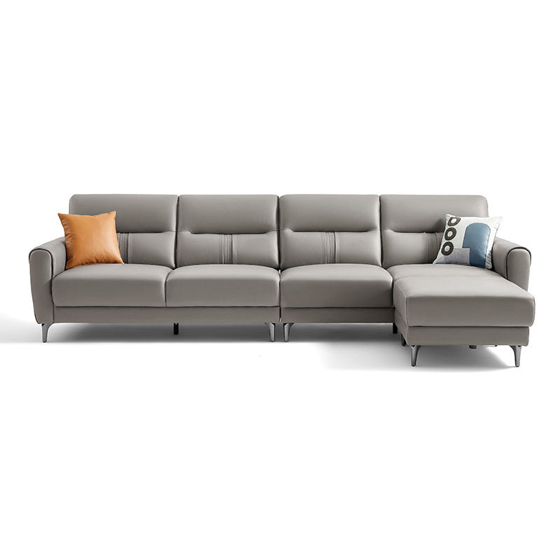 Square Arm Sofa in Solid Wood with Sewn Pillow Back Faux Leather