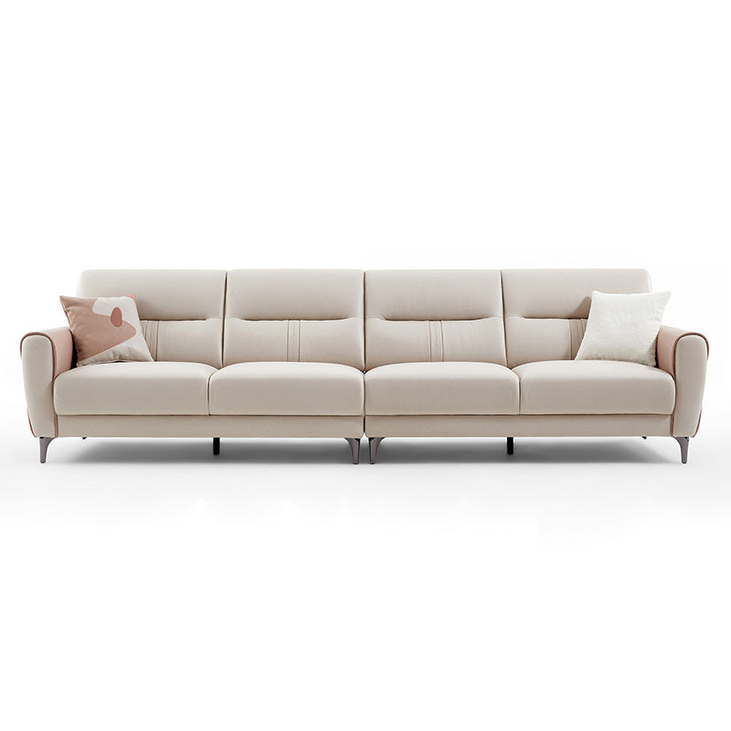 Square Arm Sofa in Solid Wood with Sewn Pillow Back Faux Leather