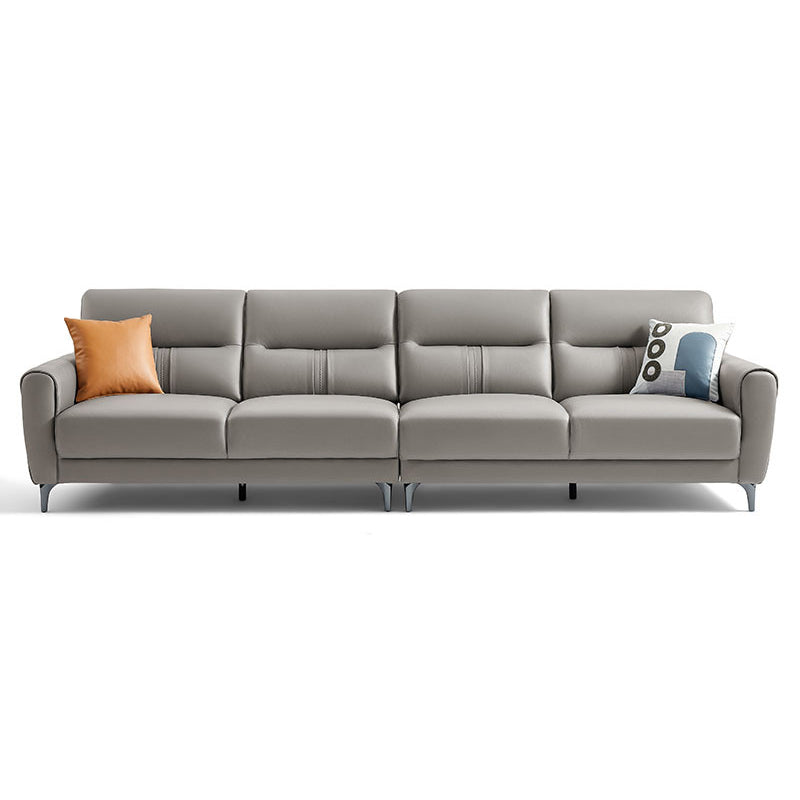Square Arm Sofa in Solid Wood with Sewn Pillow Back Faux Leather