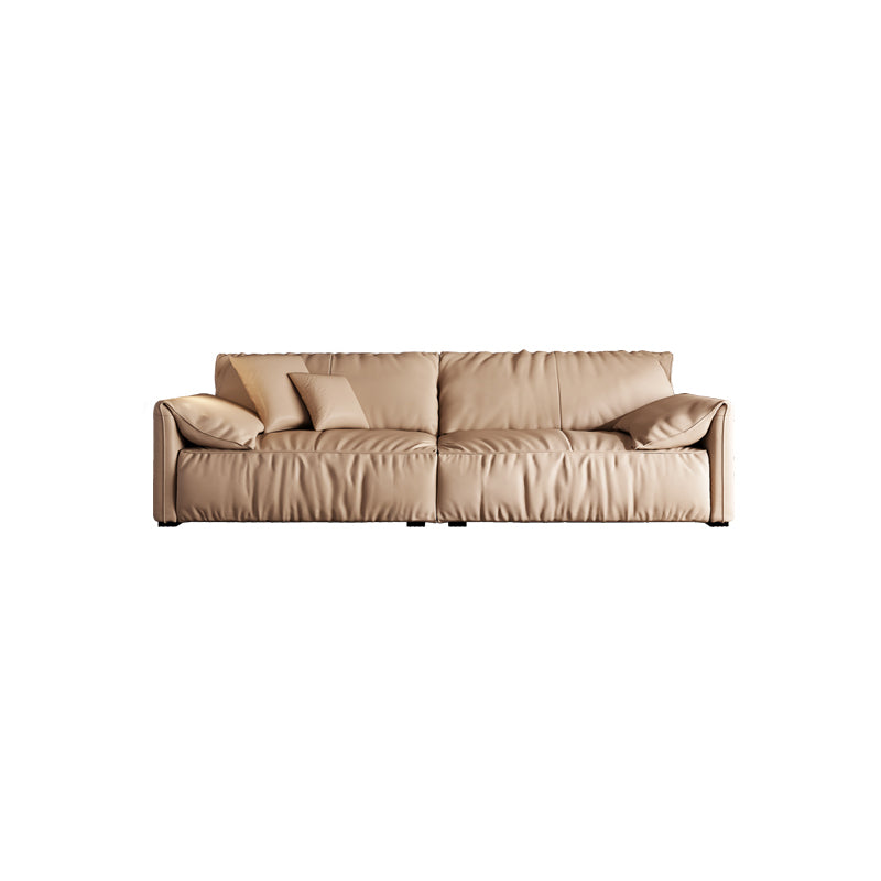Genuine Leather 2-seater Solid Color Tight Seat Pillow Top Arm Sofa