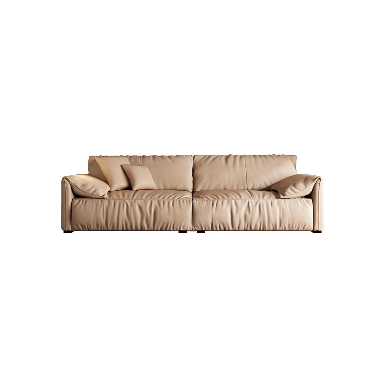 Genuine Leather 2-seater Solid Color Tight Seat Pillow Top Arm Sofa