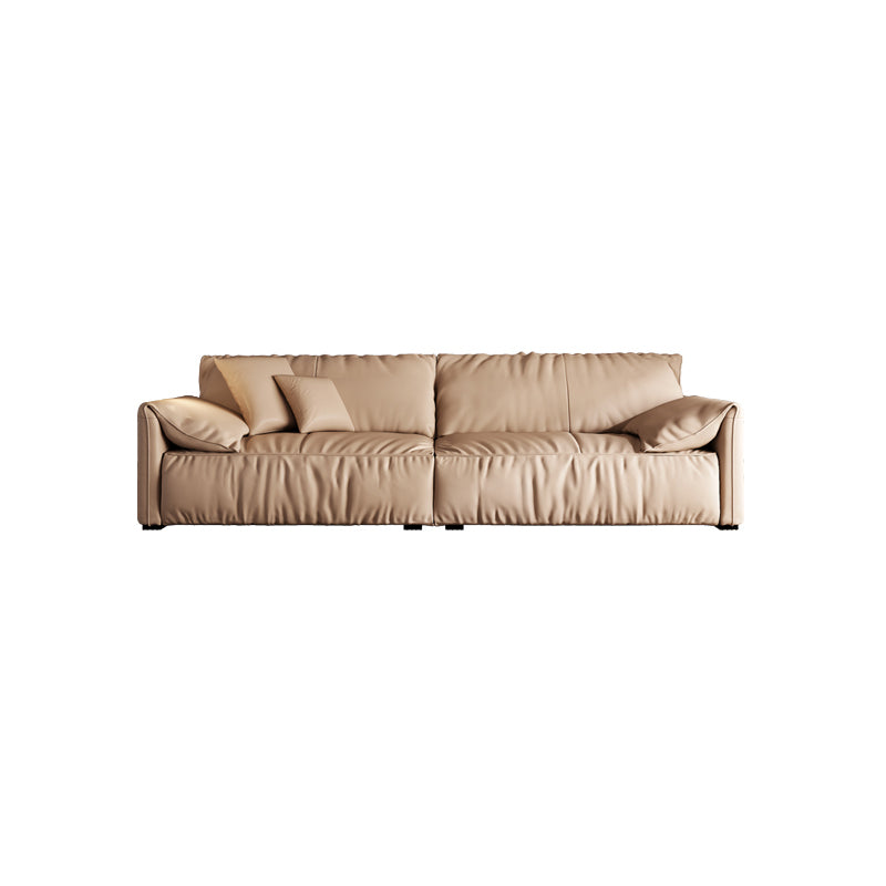 Genuine Leather 2-seater Solid Color Tight Seat Pillow Top Arm Sofa