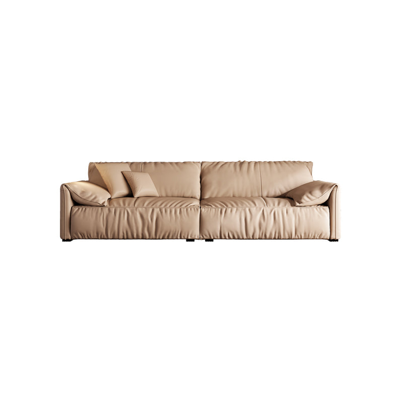 Genuine Leather 2-seater Solid Color Tight Seat Pillow Top Arm Sofa