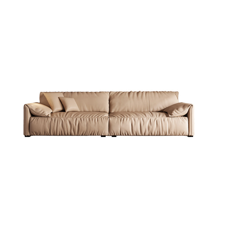 Genuine Leather 2-seater Solid Color Tight Seat Pillow Top Arm Sofa