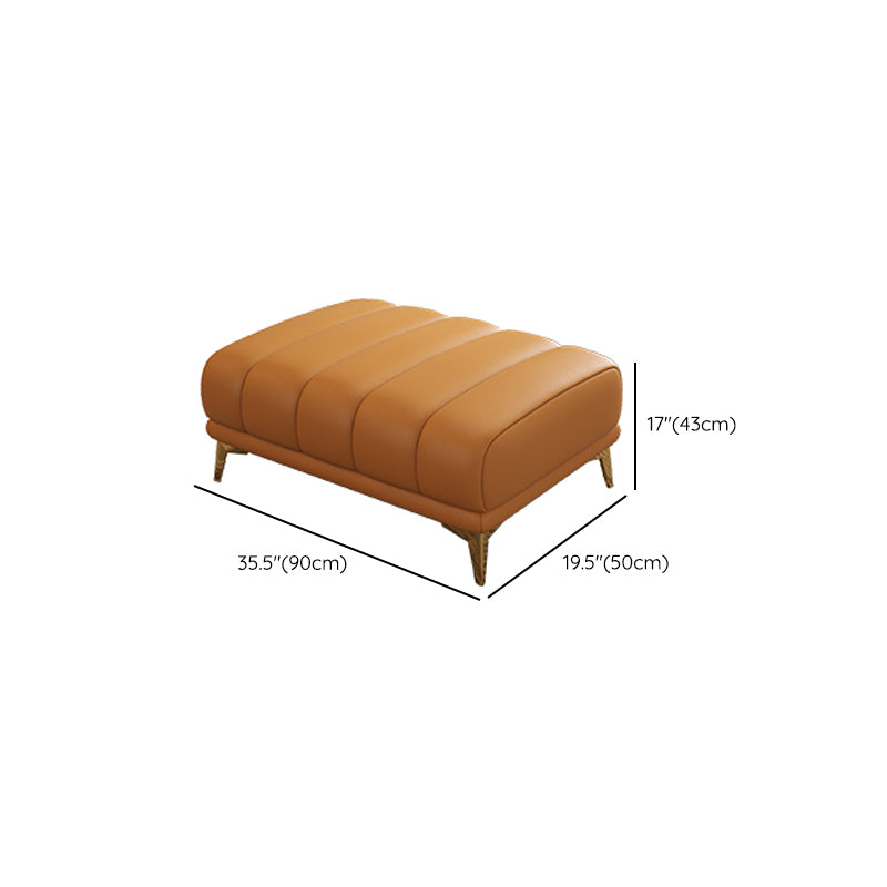 Solid Wood Glam Genuine Leather Flared Arm Sofa with Pillows