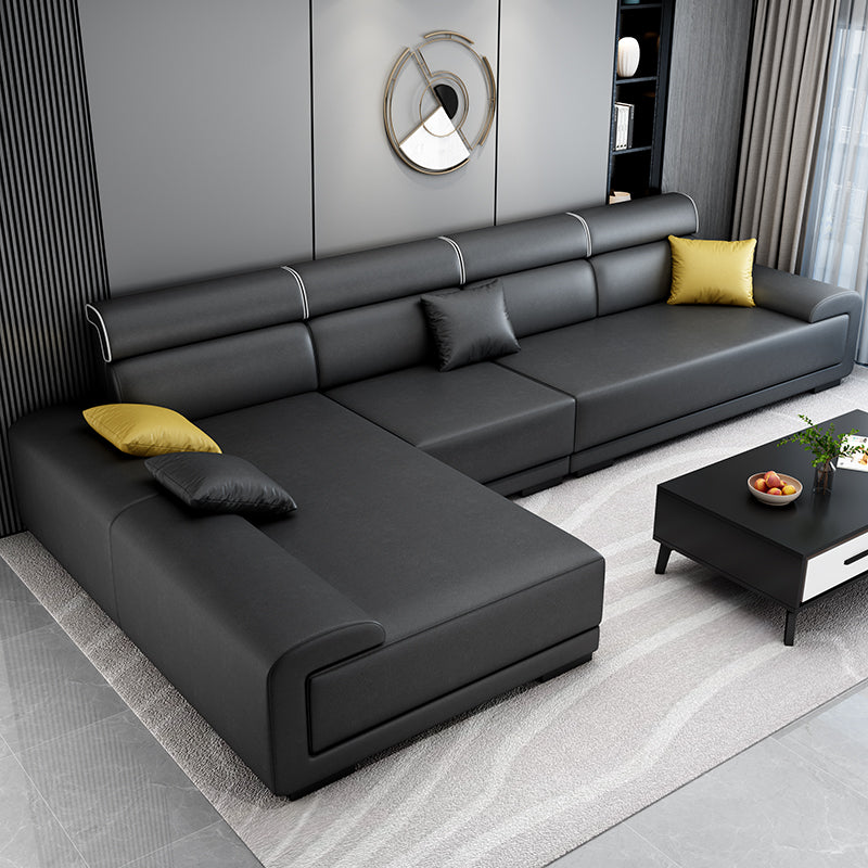 4-seat Contemporary Fabric/Faux Leather Pillow Top Arm Sofa for Living Room