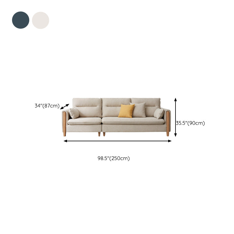 Solid Wood Square Arm Contemporary Fabric Sofa for Living Room