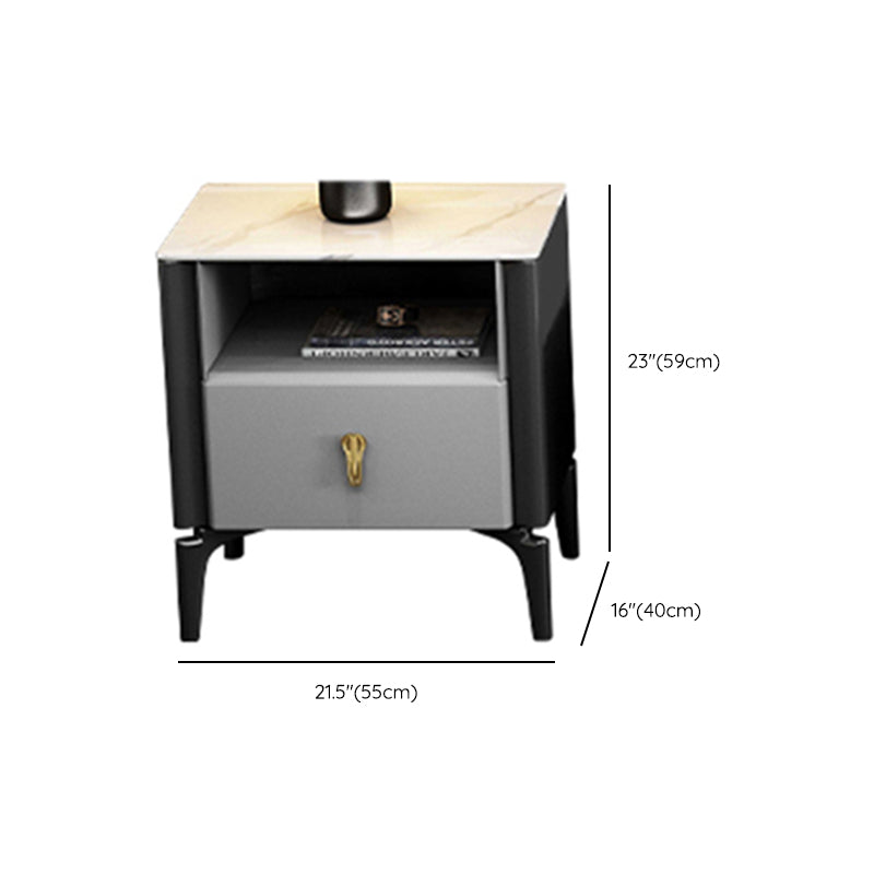 Rectangular Slate 4 Legs Coffee Table Modern 1 Single with 4 Drawers