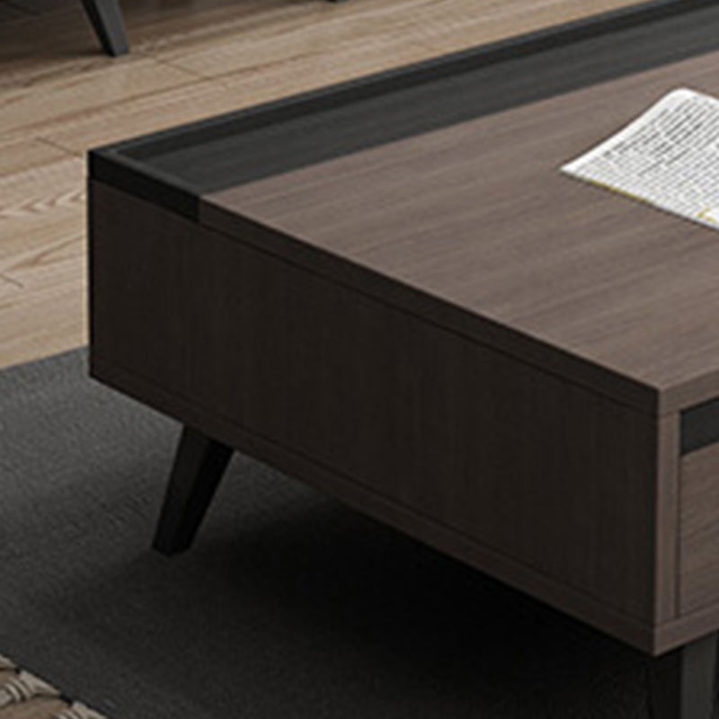 Modern 4 Legs Rectangle Cocktail Table in Wood with a Drawers