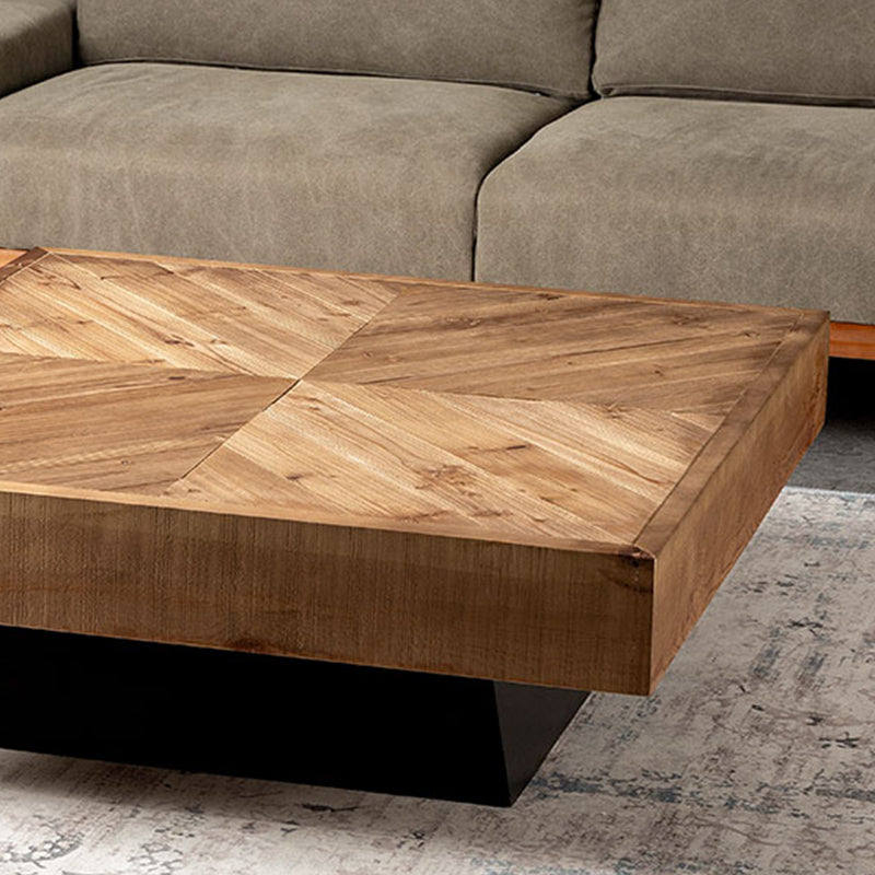 Scandinavian Block Coffee Cocktail Table in Pine Wood Square Shape