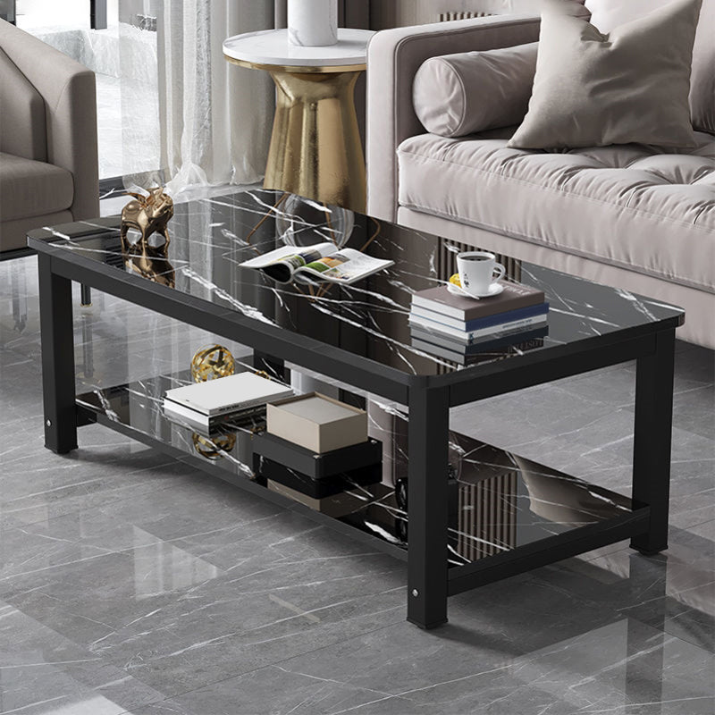 Round Wooden Coffee or End Table Iron Pedestal Base with Storage