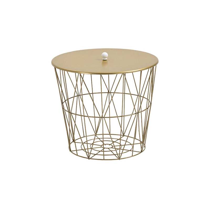 Fram Base Coffee or End Table with Storage Contemporary Metal Round Top
