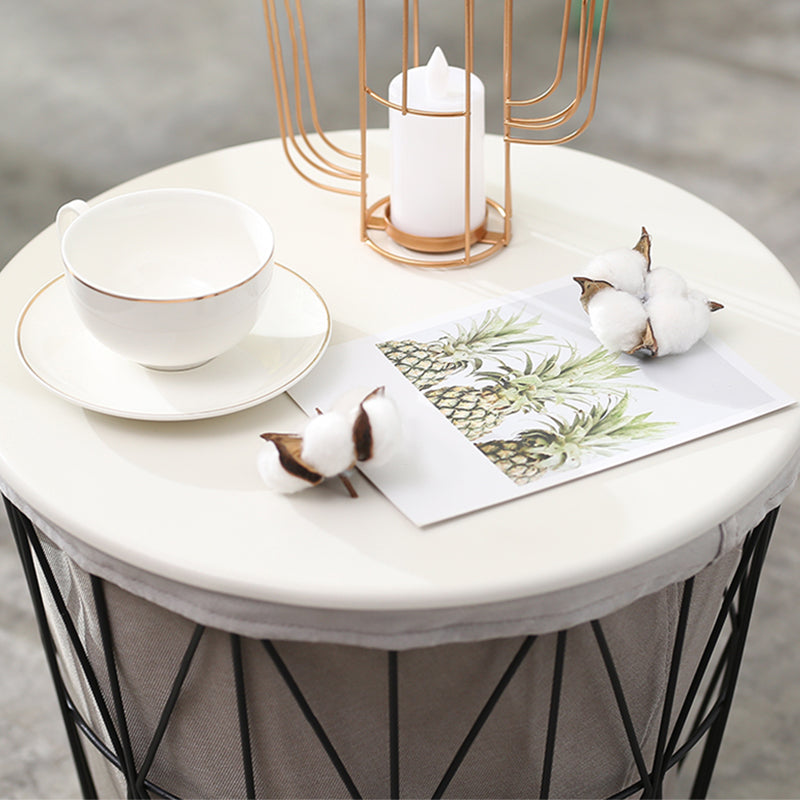 Fram Base Coffee or End Table with Storage Contemporary Metal Round Top