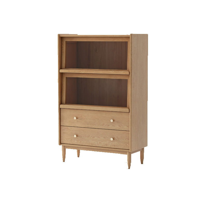 Glass Paned 2 Door Contemporary Solid Wood Accent Cabinet for Home