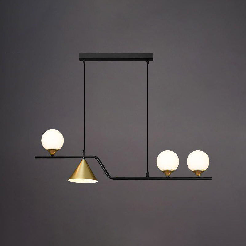 Contemporary Globe Glass Hanging Pendant Lights in Black and Gold for Dining Room