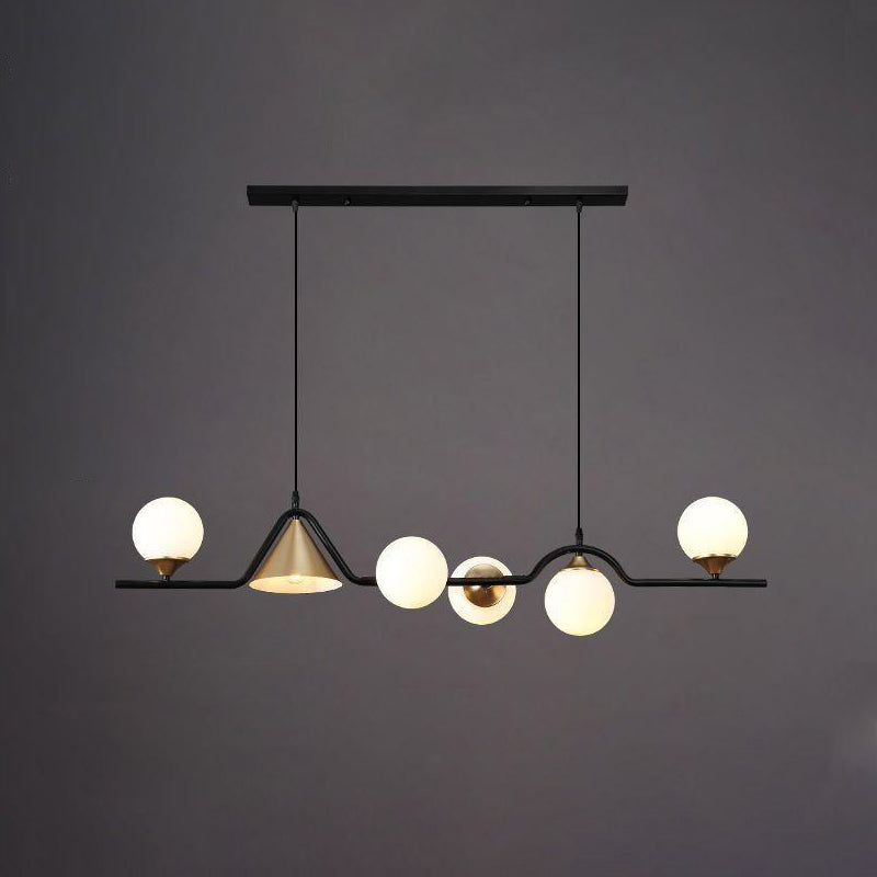 Contemporary Globe Glass Hanging Pendant Lights in Black and Gold for Dining Room