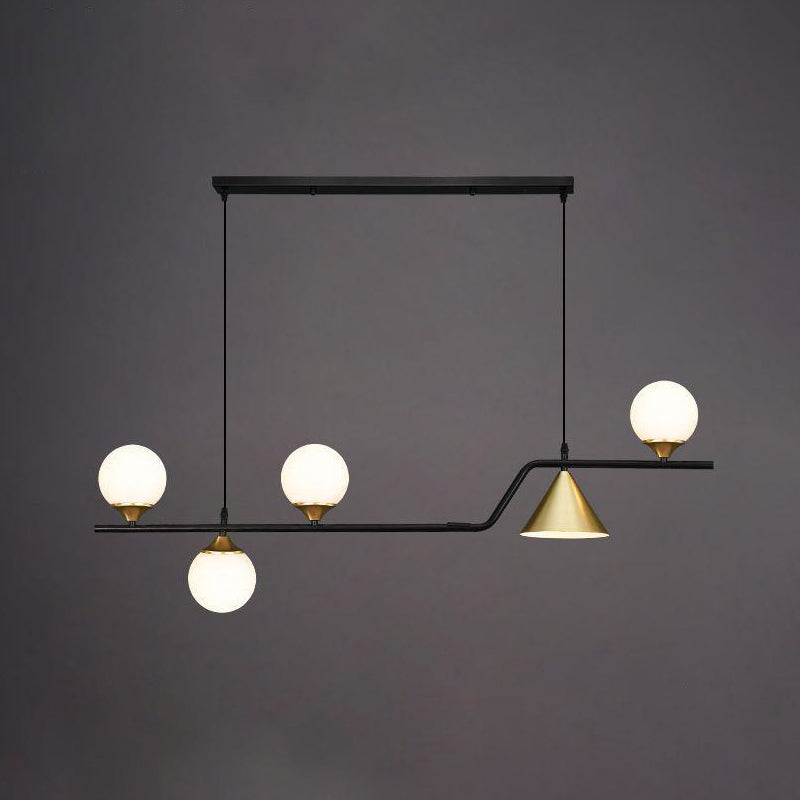 Contemporary Globe Glass Hanging Pendant Lights in Black and Gold for Dining Room