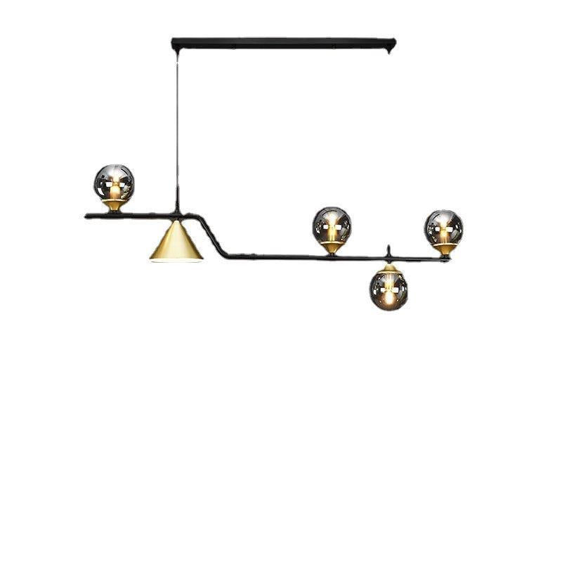 Contemporary Globe Glass Hanging Pendant Lights in Black and Gold for Dining Room
