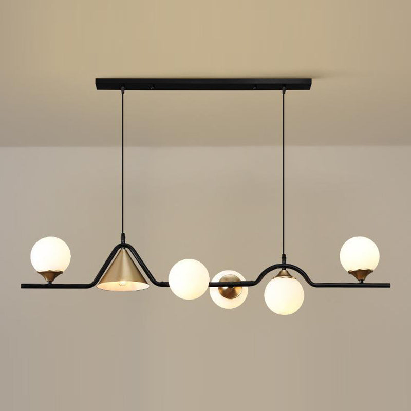 Contemporary Globe Glass Hanging Pendant Lights in Black and Gold for Dining Room
