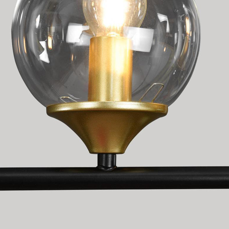 Contemporary Globe Glass Hanging Pendant Lights in Black and Gold for Dining Room