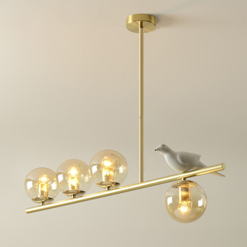 Contemporary Globe Glass Hanging Pendant Lights in Gold for Dining Room