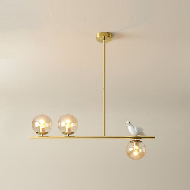Contemporary Globe Glass Hanging Pendant Lights in Gold for Dining Room