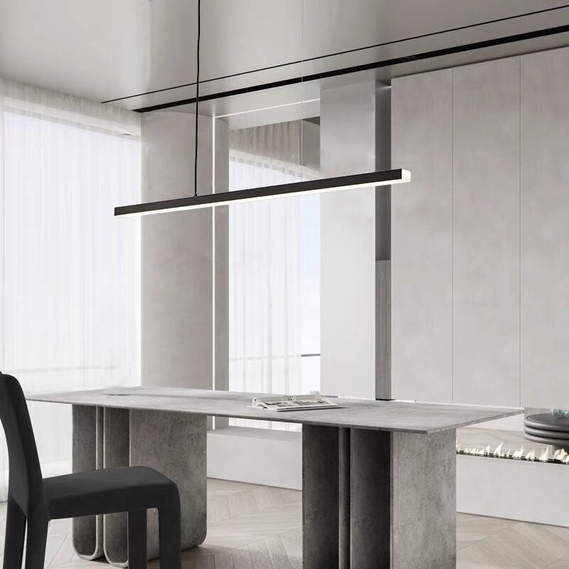 Contemporary Linear LED Hanging Pendant Lights in Black for Dining Room