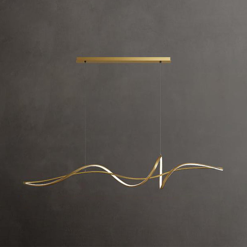 Minimalism Twisting LED Hanging Pendant Lights in Gold for Dining Room