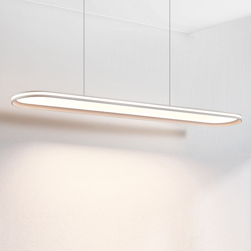 Minimalism Oval LED Hanging Pendant Lights in White for Dining Room