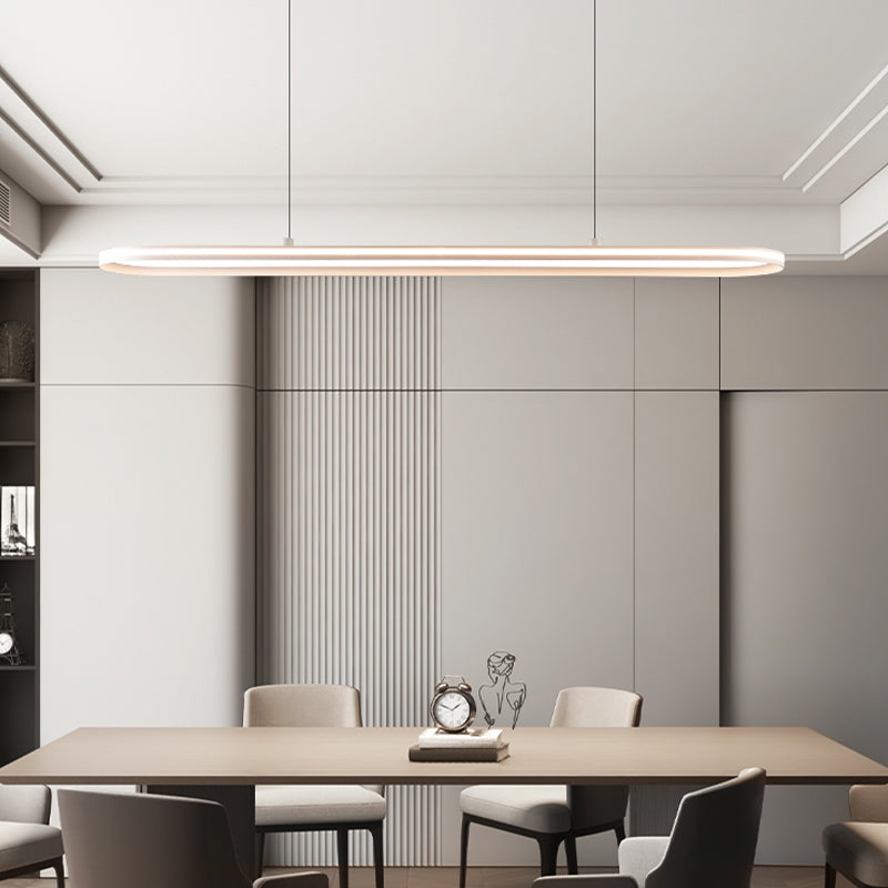 Minimalism Oval LED Hanging Pendant Lights in White for Dining Room
