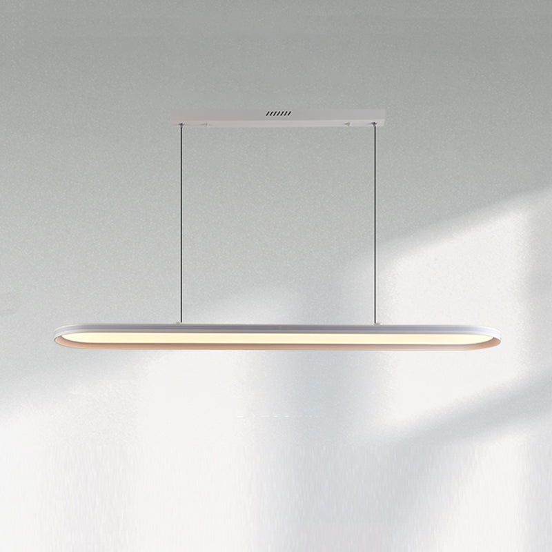 Minimalism Oval LED Hanging Pendant Lights in White for Dining Room