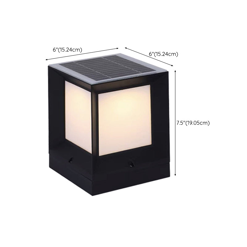 Modern Rectangle Shape Solar Energy Pillar Lamp with Acrylic Shade for Outdoor
