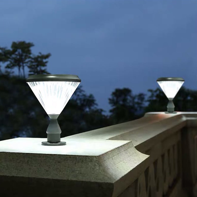 Modern Diamond Shape Solar Energy Pillar Lamp with Plastic Shade for Outdoor