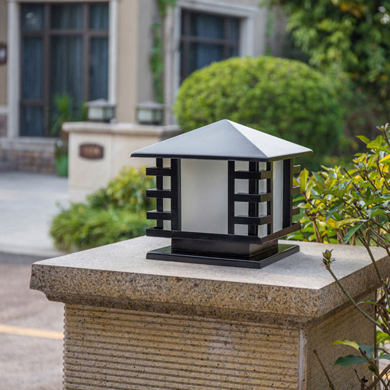 Modern Square Shape Solar Energy Pillar Lamp with Acrylic Shade for Outdoor