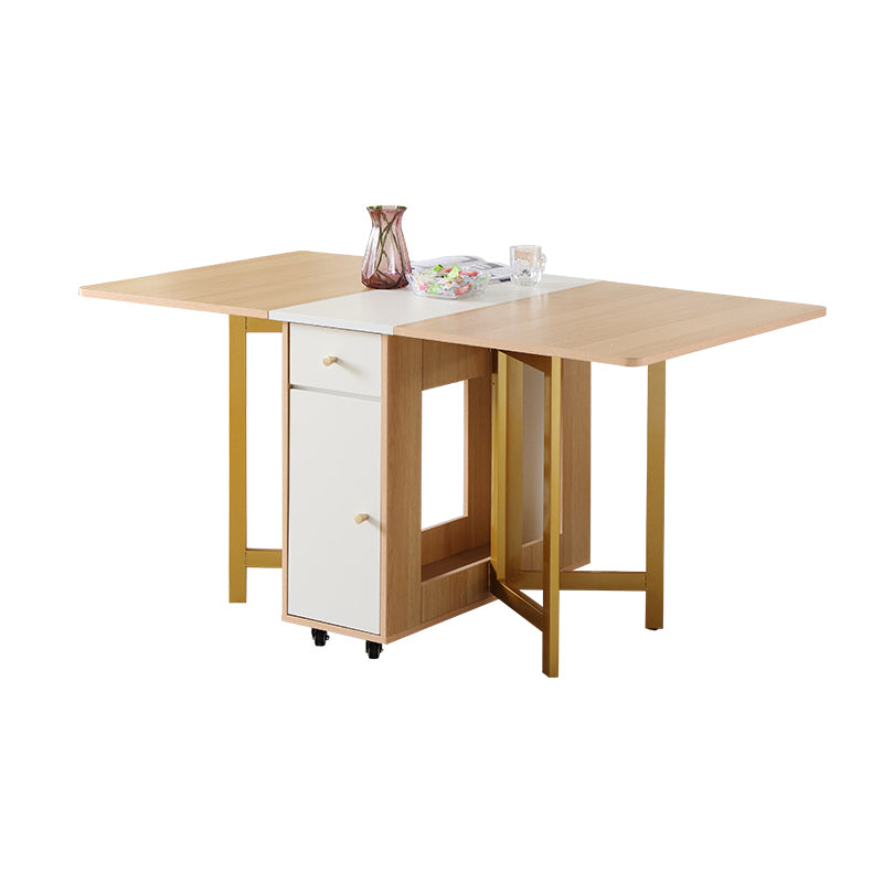 Modern Rectangle Dining Table Wood Drop Leaf Folding for Dining Room