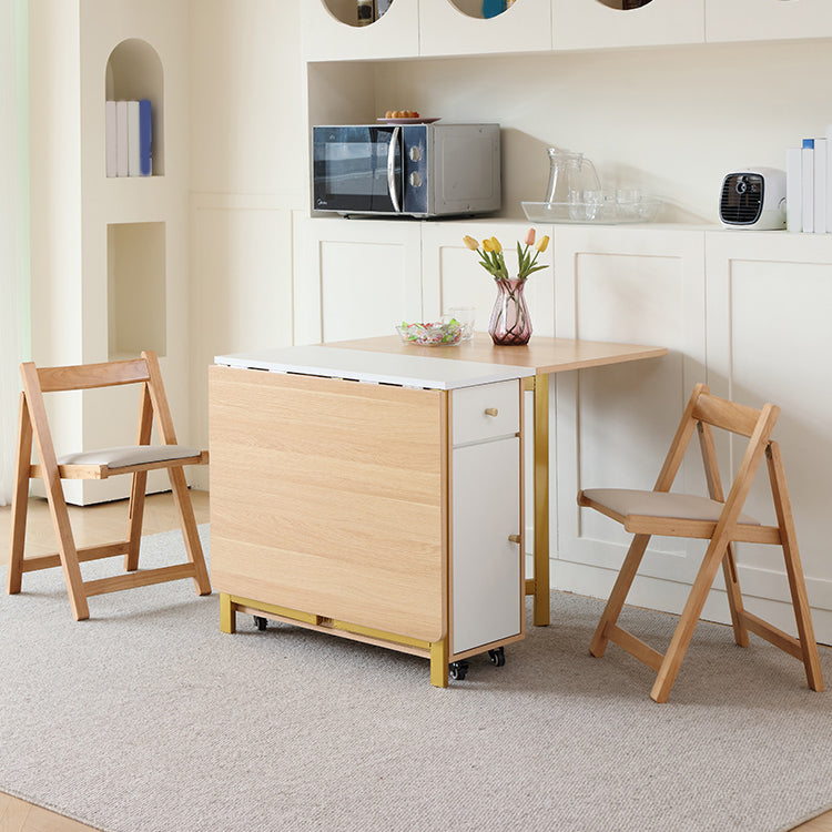 Modern Rectangle Dining Table Wood Drop Leaf Folding for Dining Room