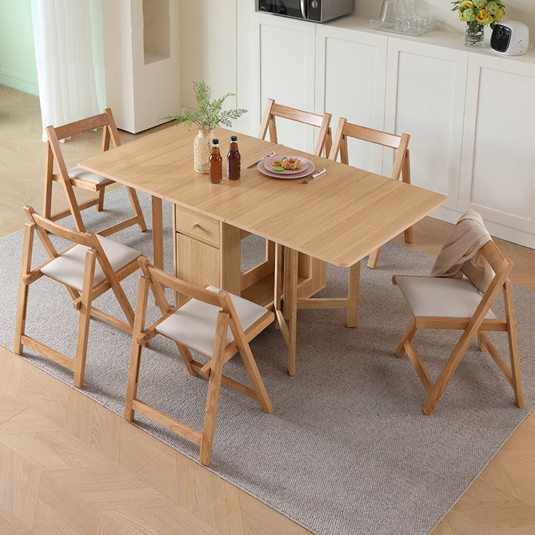 Modern Rectangle Dining Table Wood Drop Leaf Folding for Dining Room