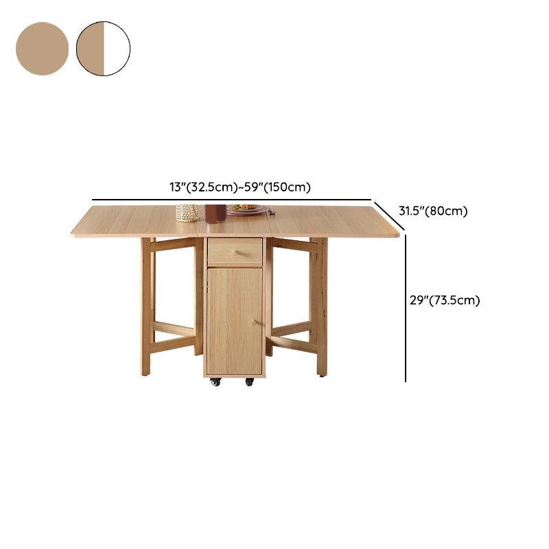 Modern Rectangle Dining Table Wood Drop Leaf Folding for Dining Room