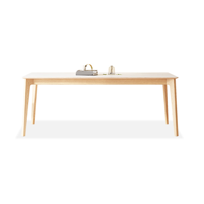 Contemporary Rectangular White Stone Dining Table with 4 Foot
