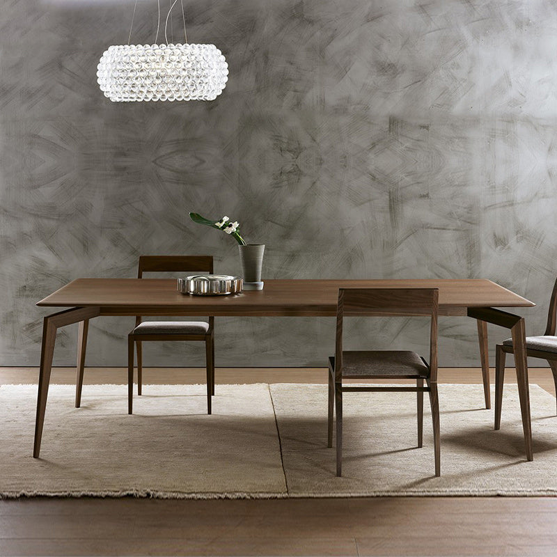 Modern Rectangular Dark Brown Wooden Dining Table with 4 Foot