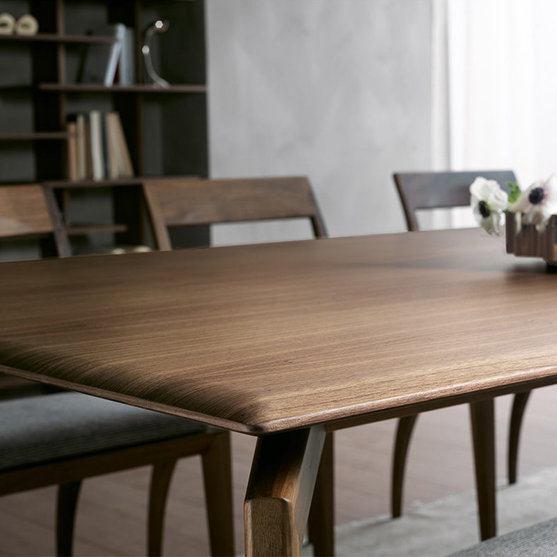 Modern Rectangular Dark Brown Wooden Dining Table with 4 Foot