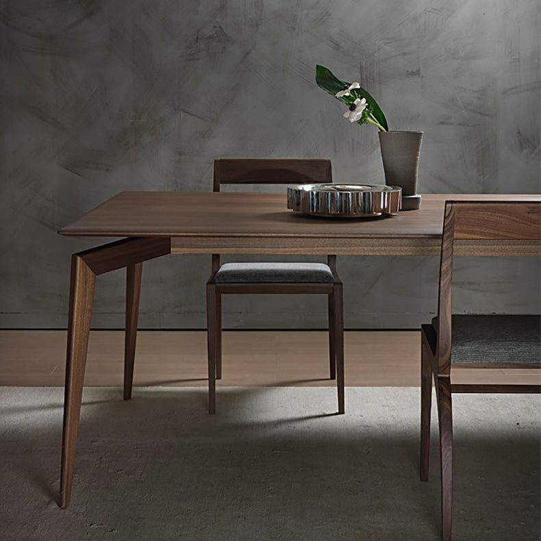 Modern Rectangular Dark Brown Wooden Dining Table with 4 Foot