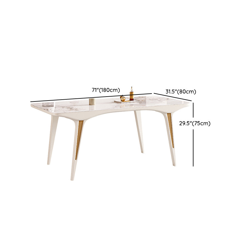 Contemporary White Rectangular Stone Dining Table for Dining Room