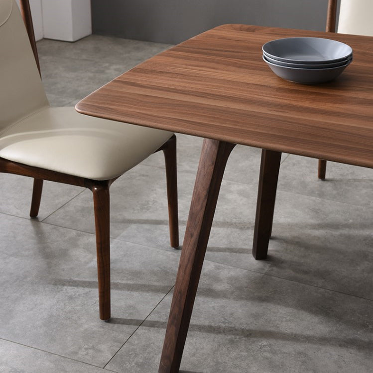 Contemporary Dark Brown Rectangular Wooden Dining Table with 4 Foot