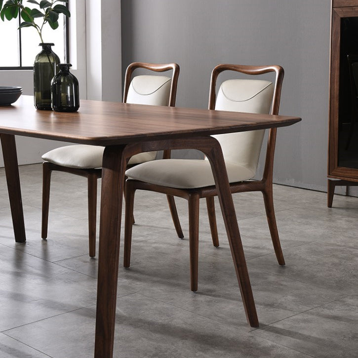 Contemporary Dark Brown Rectangular Wooden Dining Table with 4 Foot