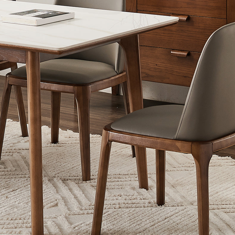 Contemporary White Rectangular Stone Dining Table with 4 Foot
