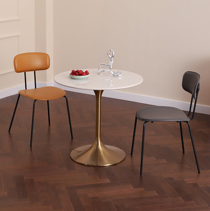 Modern Round Dining Table Faux Marble Tabletop for 2 Persons