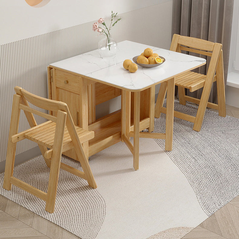 Rectangle Dining Table Stone Drop Leaf Folding for Dining Room