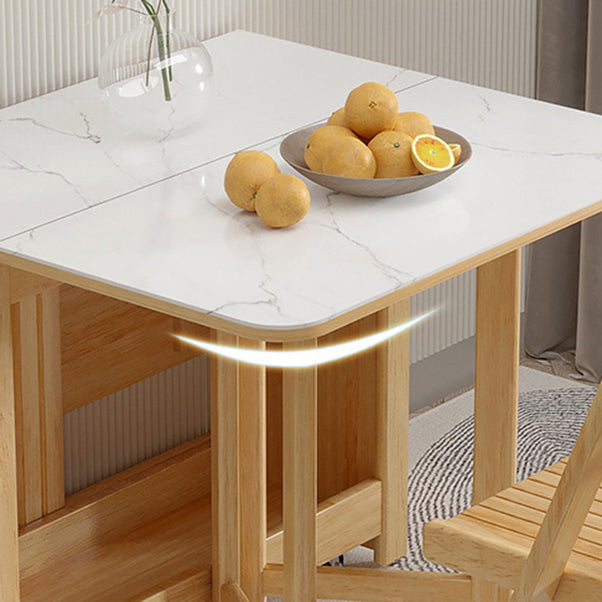 Rectangle Dining Table Stone Drop Leaf Folding for Dining Room