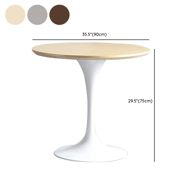 Modern Wood Tabletop Round Dining Table with Metal Tulip Base